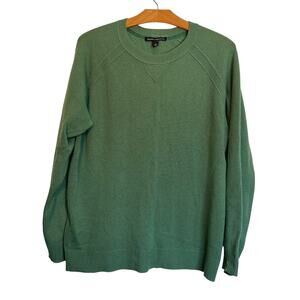 Autumn Cashmere Crewneck Sweater Pea Green Pullover Soft Cabincore Minimalist L